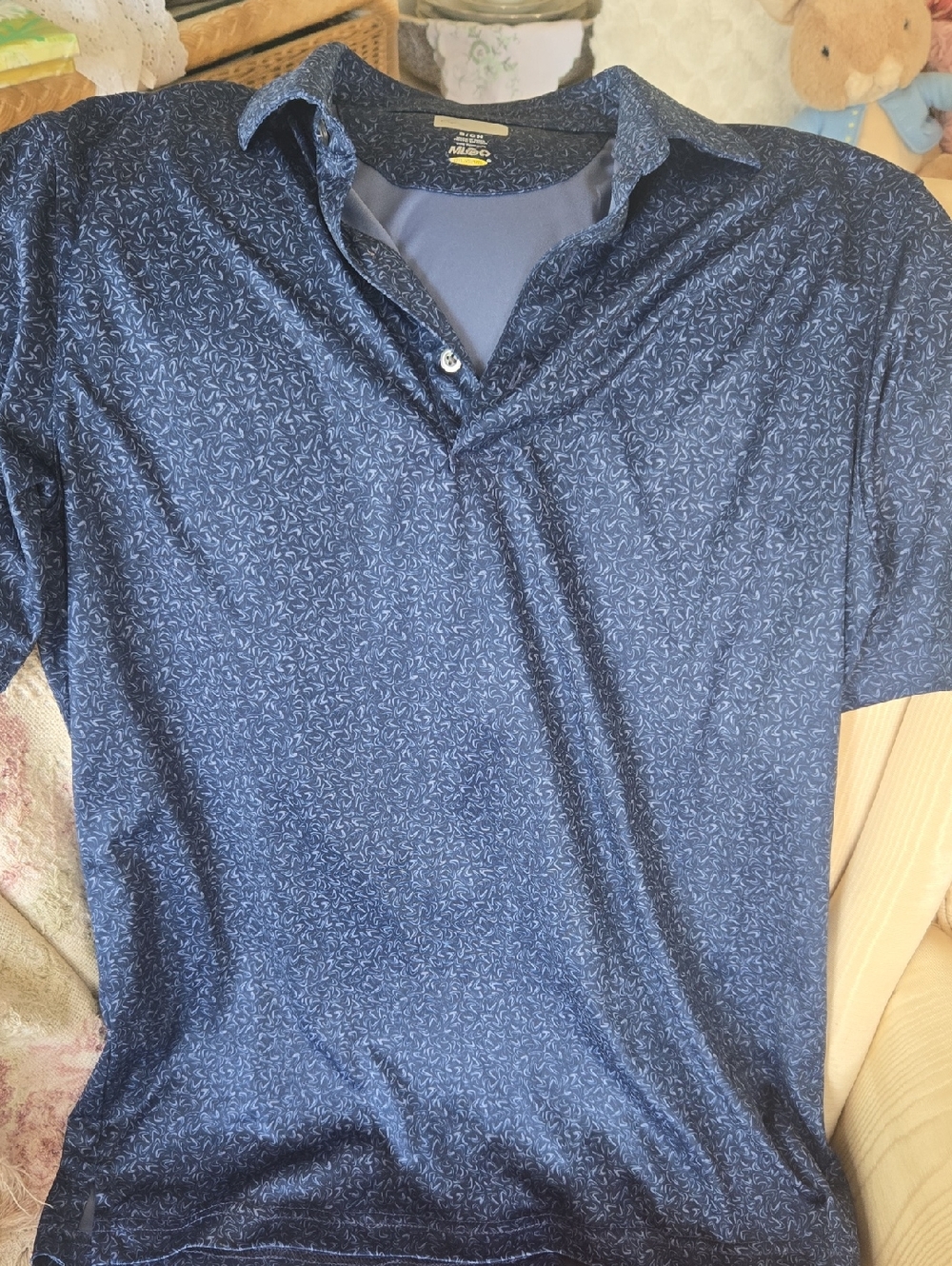 Greg Norman Collection Navy Micro-Print Polo